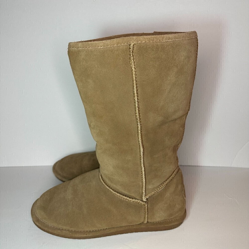 Bjorndal Zoe Suede Leather Sheepskin Shearling Fur Lined Calf Boot Tan Size 10